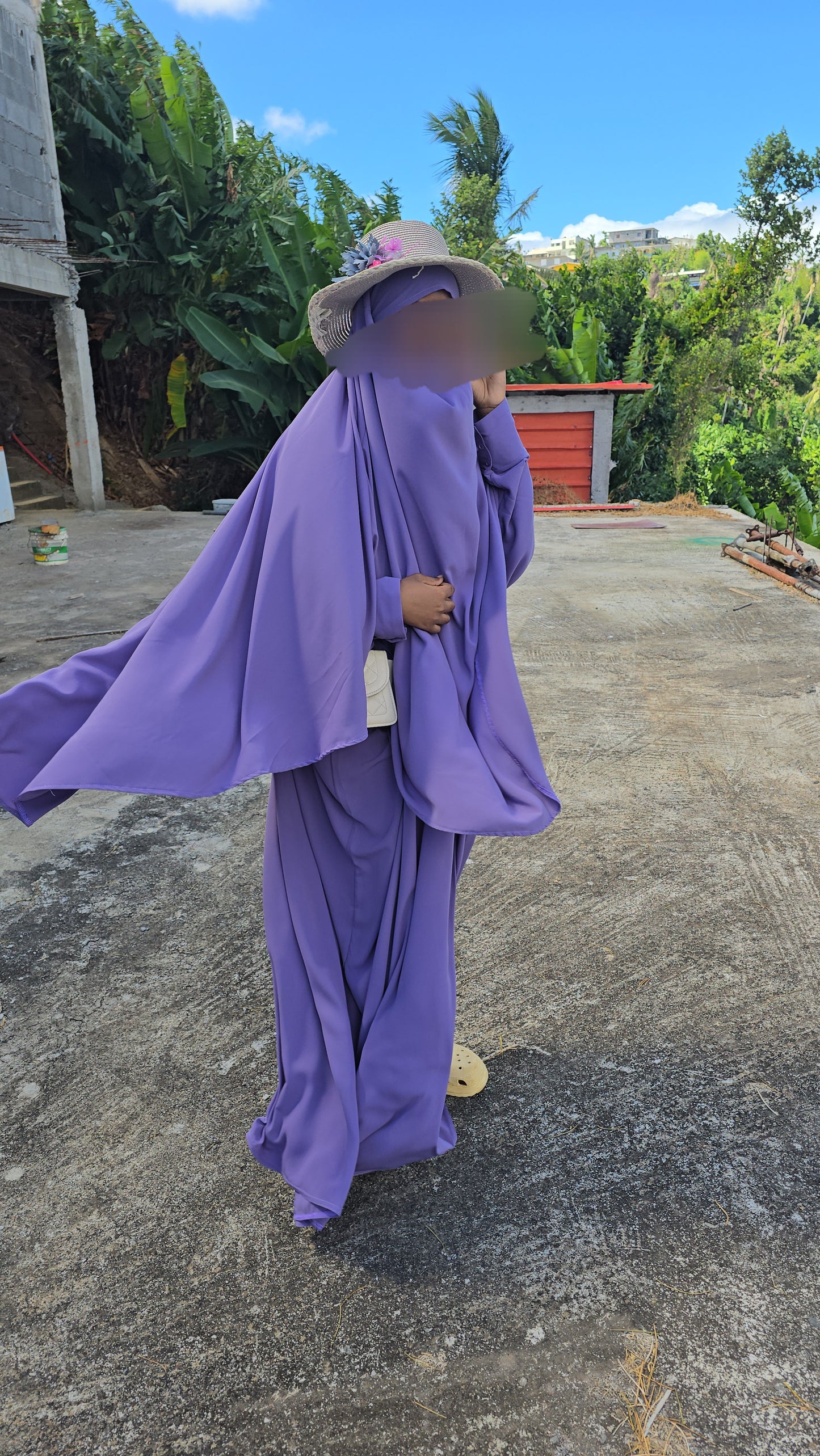 Ensemble Abaya semi-saoudienne + Khimar – Tissu Woolpeach Premium