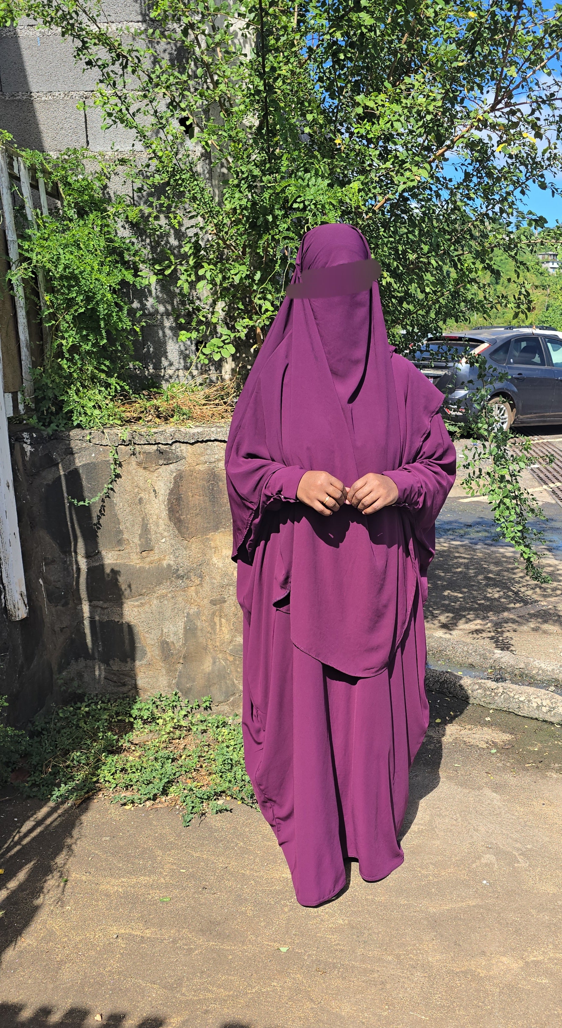 Ensemble Abaya semi-saoudienne + Khimar – Tissu Woolpeach Premium