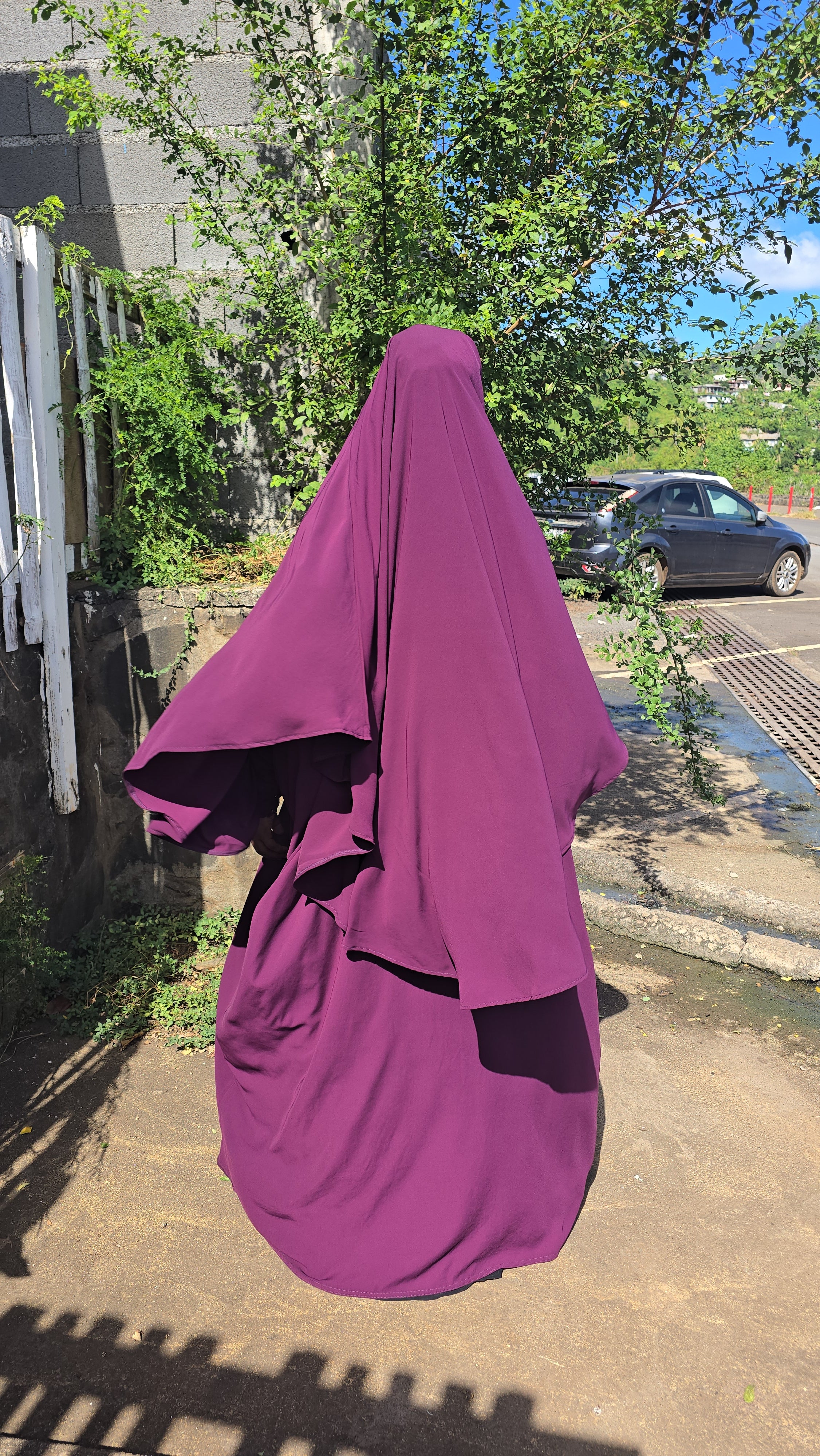 Ensemble Abaya semi-saoudienne + Khimar – Tissu Woolpeach Premium