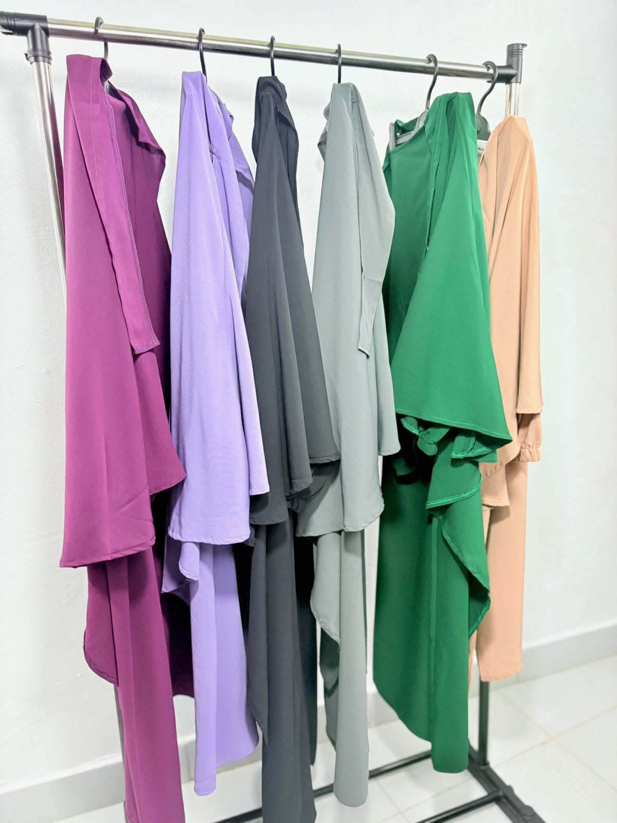 Ensemble fille – Abaya basic droite + Khimar triangle – Tissu Woolpeach Premium