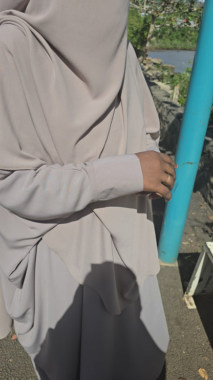 Ensemble Abaya semi-saoudienne + Khimar – Tissu Woolpeach Premium