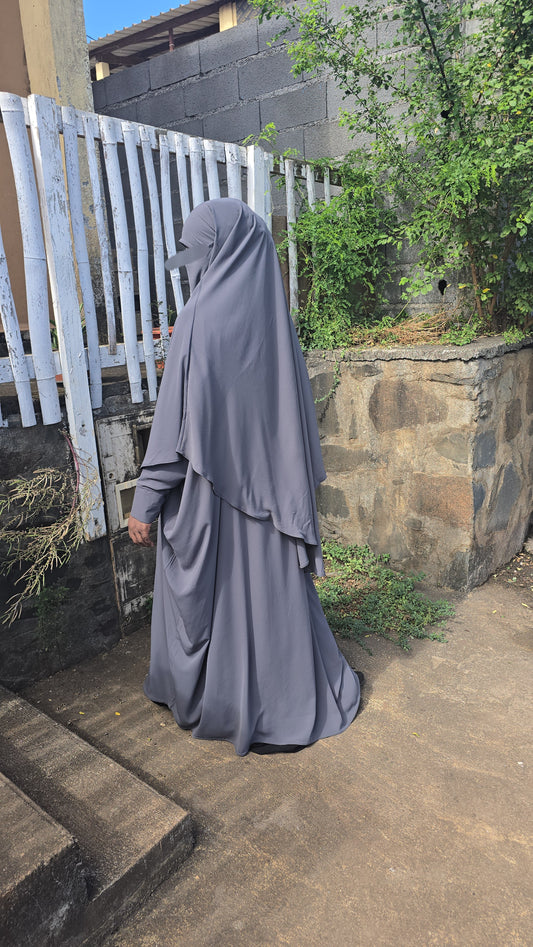 Ensemble Abaya semi-saoudienne + Khimar – Tissu Woolpeach Premium
