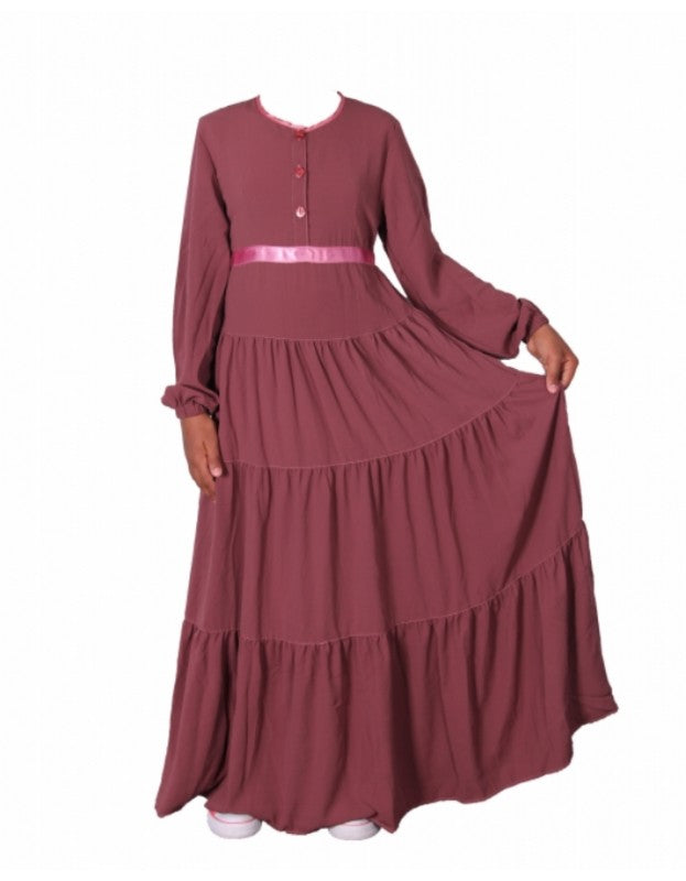 Abaya Fillette - Layanah Rose foncé