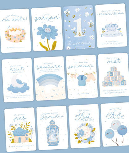 Ma première année - Cartes étapes bébé musulman - Version garçon - DeeniLearn