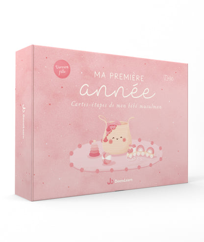 Ma première année - Cartes étapes bébé musulman - Version fille - DeeniLearn